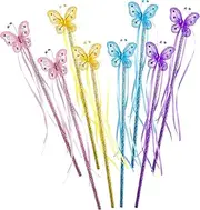 OFFIGAM 8Pcs Butterflies Fairy Stick Wands for Dress Up Parties Birthdays and Stage Performances and Lightweight Fairy Wands