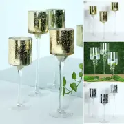 Set of 3 Raised Cylinder Glass Vases Centerpieces and Candle Holders Home Party