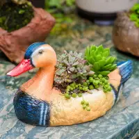 在飛比找樂天市場購物網優惠-花園裝飾 庭院擺件戶外園藝裝飾創意小動物多肉花盆 樹脂鴨子擺