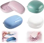 Travel Soap Container, FHDUSRYO 4 Pack Soap Holder with Lid, Portable Soap Bar Holder, Leakproof Soap Box with Draining Layer, Travel Soap Case Soap Dish for Traveling, Camping, Gym, Bathroom Home