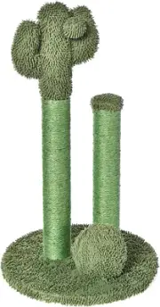 Cat Scratcher - Indoor Cactus Triple Posts Cat & Kittens Scratching Post with Da