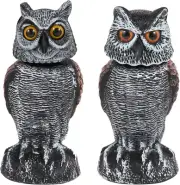 Hedoc 2 Pack Fake Owl Decoys to Scare Birds Away from Gardens and Patios, Rot...