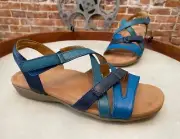 Earth Origins Teal Blue Leather Strappy Sandals Brandi New