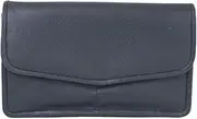 [Luigi] Women's Leather Clutch – 4, 2 Zipper Compartments,Card Holder Slots, Press Button Lock(Navy), Navy