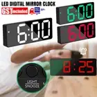 UP3x Bedside Digital Clock Mirror LED Display Desk Table Time Temperature Alarm