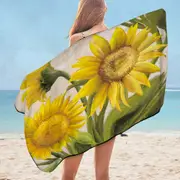 Sunflowers Art Beautiful Yellow Flowers Microfiber Beach Towel
