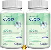 CoQ10 600mg Softgels | High Absorption CoQ10 Ubiquinol Supplement | Reduced Form Enhanced with Vitamin E & Omega 3 6 9 | Antioxidant Powerhouse for Heart Health | 120 Softgels