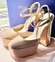 Stuart Weitzman 145 Sky High Nude Patent Leather Platform Pumps EU39/8.5M $625