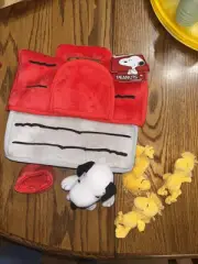 Lambs & Ivy Snoopy Peanuts Plush Doghouse, Bowl, Snoopy, Woodstocks Playset New