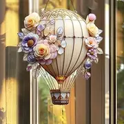 Hot Air Balloon Decoration,Stained Sun Catcher Hot Air Balloon,Sun Catcher Flame Effect Garden Ornaments Outdoor,Hanging Balloon for Garden Restaurant Window Decorations