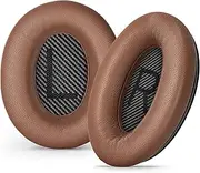 Genuine leather ear pads for Aurivor Bose QuietComfort QC 35 35-ii 25 15 2, sheepskin replacement parts QC-35 QC-35ii QC-25 QC-15 QC-2 SoundLink SoundTrue Around-Ear II AE2 earbuds (Brown)