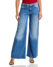 Mother Petites The Lil Roller Fray Wide Leg Jeans in Fan Favorite