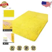 Extra Large 40x60 Yellow Bath Mat - Plush Chenille, Machine Washable, Non-Slip