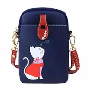 Nevenka Women PU Crossbody Bag Cute Mobile Wallet-DarkBlue