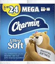 Charmin Ultra Soft Toilet Paper, 6 Mega Rolls = 24 Regular Rolls