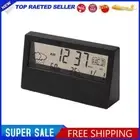 Thermo-Hygrometer Clock LCD Alarm Clock Weather Display for Home Office (Black)