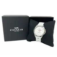 在飛比找momo購物網優惠-【COACH】經典LOGO素面錶面編織果凍錶帶女用手錶(白)