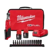 Milwaukee Ratchet Kit 1/4" 12V Cordless w/ Impact Socket Set 1/4" Drive Metric
