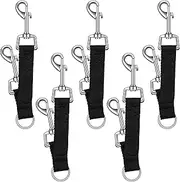 Frienda 5 Pcs Braided Poly Collar Backup Dog Collar Clip Double Ended Nylon Dog Connector Strap Collar Backup Clip Safety Clip for Dog Harness Large Medium Small Puppy Pets, Black