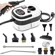 Steam Cleaners 2500W, Steam Carpet Cleaner with 1200ML Water Tank, 15S Quick Heating, 105℃ High Temperature Steam, 3Bar Handheld Steamer Cleaning Machine for Carpet Sofa,Upholstery, Kitchen White