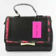Betsey Johnson Black Pink Leopard Shoulder Bag Satchel NWT