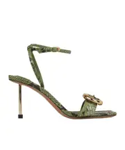 Animal pattern high-heeled sandals 38 green