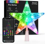 7.5" 11 LED Lighted Star Tree Topper, Color Changing App & Voice Control Tree