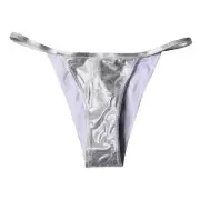 Dolce&Gabbana Women Silver Bikini Bottom Polyester Solid Stretch Beachwear IT 3