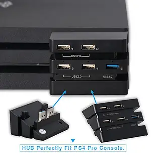 PS4 PRO專用 DOBE 5孔USB 擴充孔 充電孔 5端口 HUB 含USB3.0 黑色款【魔力電玩】