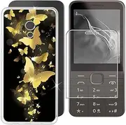[BUNAL] Mobile Phone Case for Nokia 235 4G 2024 (2.80 Inch) + Tempered Glass, Silicone Case Non-Slip Shockproof Drop-Proof Transparent Protective Case - Rot 1