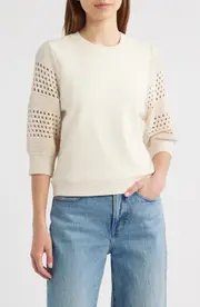 Rails Kimberly Open Knit Cotton Sweater in Oat at Nordstrom, Size X-Large