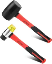 2-Piece Hammer Set - 16 Oz Rubber Mallet Hammer and 35 Mm Double-Faced Soft Hamm
