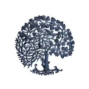 Handcrafted Haitian Metal Art, Tree of Life with Birds, Sustainable Garden Decor