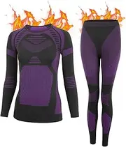 KENEGX Thermal Underwear Set Womens，Ski Base Layers Women Set, Quick Dry Thermal Underlayer，Ladies Thermal Clothing & Leggings for Running Skiing Cycling Workout