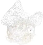 [FRCOLOR] Flower Veil Fascinator for Women Elegant Headband for Wedding Tea Party and Events Fashionable Mesh Headwear with Decorative Floral Accent