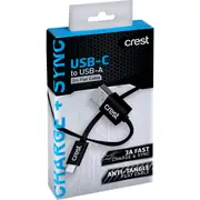 Crest USB C to USB A Flat Cable 2m each
