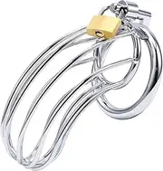 Metal Chastity Steel Penis Cage Male BDSM Kit Cock Chastity Device Locked Fetish Restraint Sex Toy (50mm Ring)