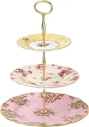 [Royal Albert] 100 Years 1960, 1980, 1990 3 Tier Cake Stand, Multicolour