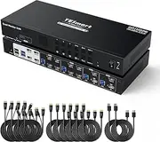TESmart KVM Switch 4 Monitors 4 Computers HDMI+DP 4K@60Hz, MST KVM Docking Station for Quad Monitor,USB 3.0 | Audio&Microphone | EDID emulators, Hotkey Switch, Rack-Ears, with Input Cables