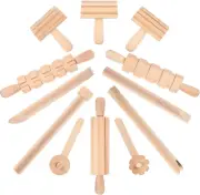 Wooden Clay and Tools Kids Tool Set Wood Pottery Tools Stamps Molding Clay for A