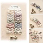 Baby Toddler Little Girls Hair Ties with 2" Linen Bows, 20 pcs No Damage Elastic Nylon Ponytail Holders Scrunchies for girls, Small Hair Accessories for Kids Thick or Thin Hair