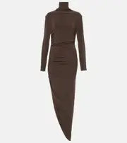 [Norma Kamali] Norma Kamali Asymmetric turtleneck midi dress AU 8 brown