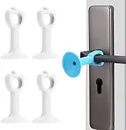 Silicone Door Stopper 4Pcs Door Handle Bumper Suction Cup Wall Protector Anti-Collision for Bedroom Kitchen Bathroom Office (White)