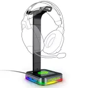 HyperGear RGB Command Station Headset Stand with Light Effects and Charge