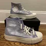 Converse Chuck Taylor All Star Lift Platform Suede Shimmer Lilac Shoes Women's 8