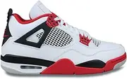 [Nike] Jordan Unisex Air 4 Retro Leather Synthetic White Fire Red Black Trainers 10.5 W / 9 M US