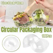 P&P 100Pcs Transparent Round Ball Packing Box Cake Candy Baking Storage Container Au