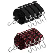 8Pcs 79 Inch Adjustable Bungee Cords Straps with Hooks, Black/Black Red