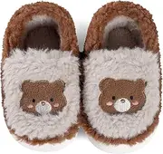 [MK MATT KEELY] Kids Girls Boys Slippers Toddlers Animal Bear House Slippers Baby Winter Fluffy Slippers,Bear Brown,Size10.5/11 UK Child, Bear Brown, 10.5/11 UK