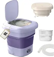 Mini Washing Machine, 9l Portable Washers with 3 Cleaning Modes, 2 in 1 Camping Washing Machine with Spin Dryer, Digital Display, Low Noise, for Baby Clothes, Underwear, Camping Purple